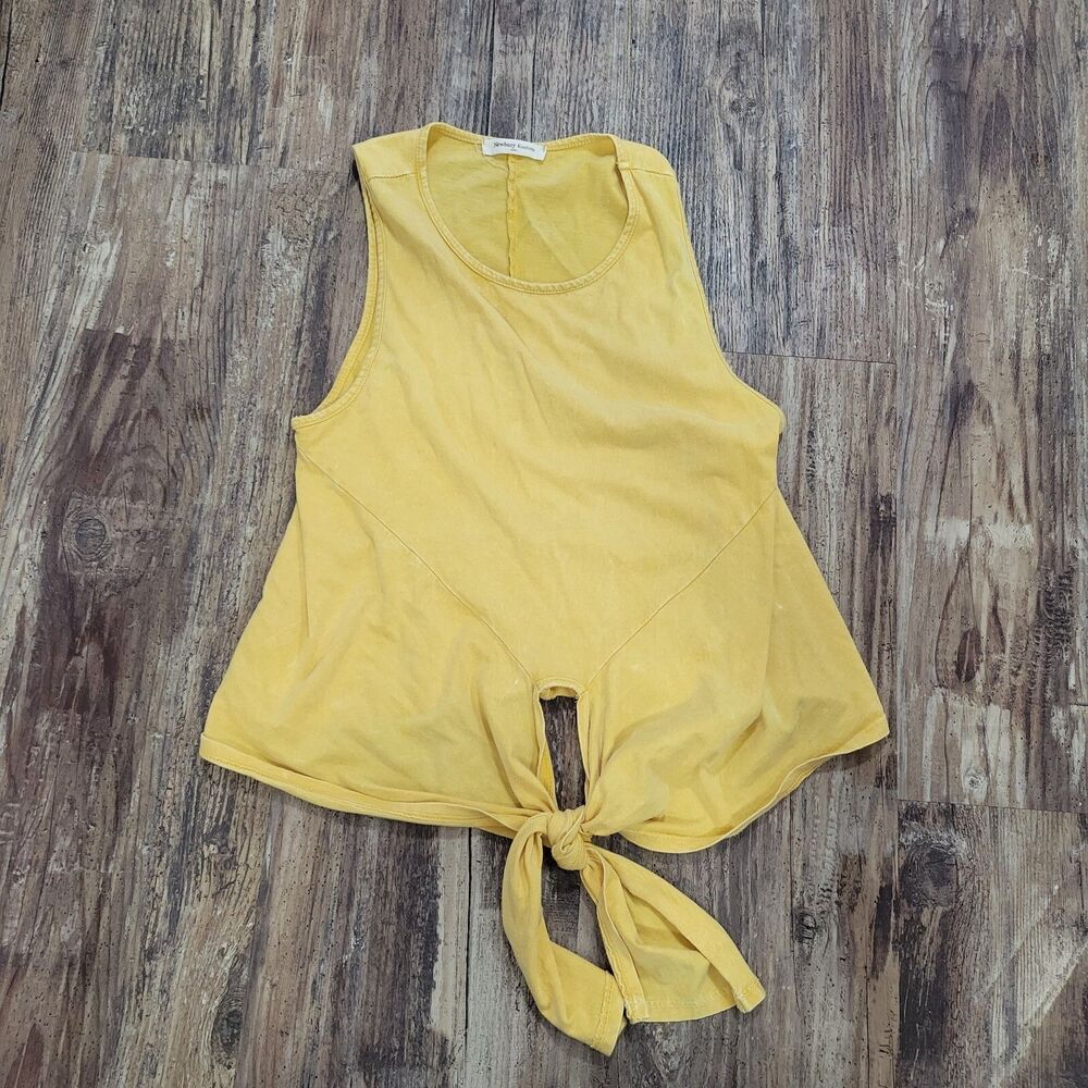 Newbury Kustom Yellow Sleeveless Tie-Front Tank Top Women's Small Casual Summer